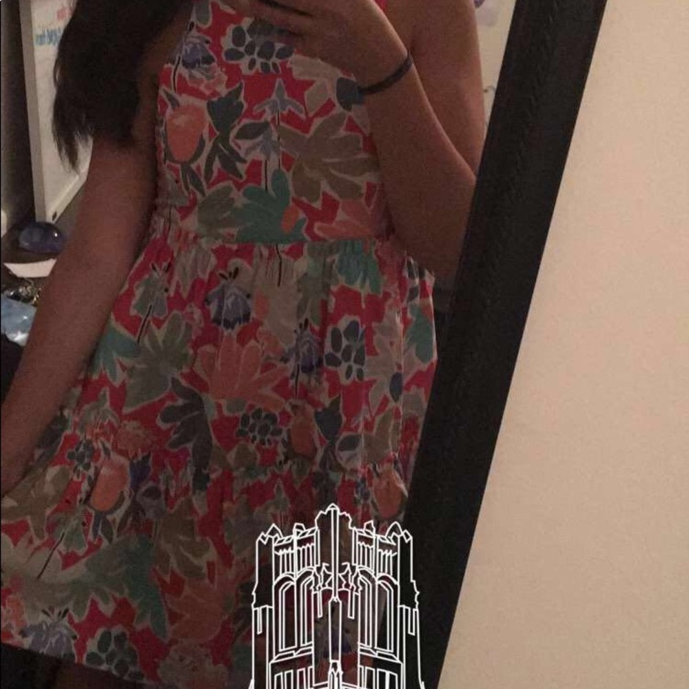 Pink Floral Print A-Line Dress